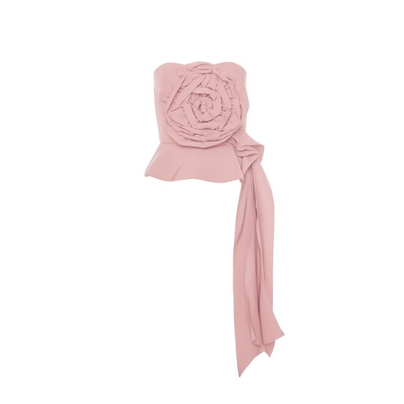 hathairat Tops - HATHAIRAT Signature Rose Top in Italian crepe bustier rose detail, final sale